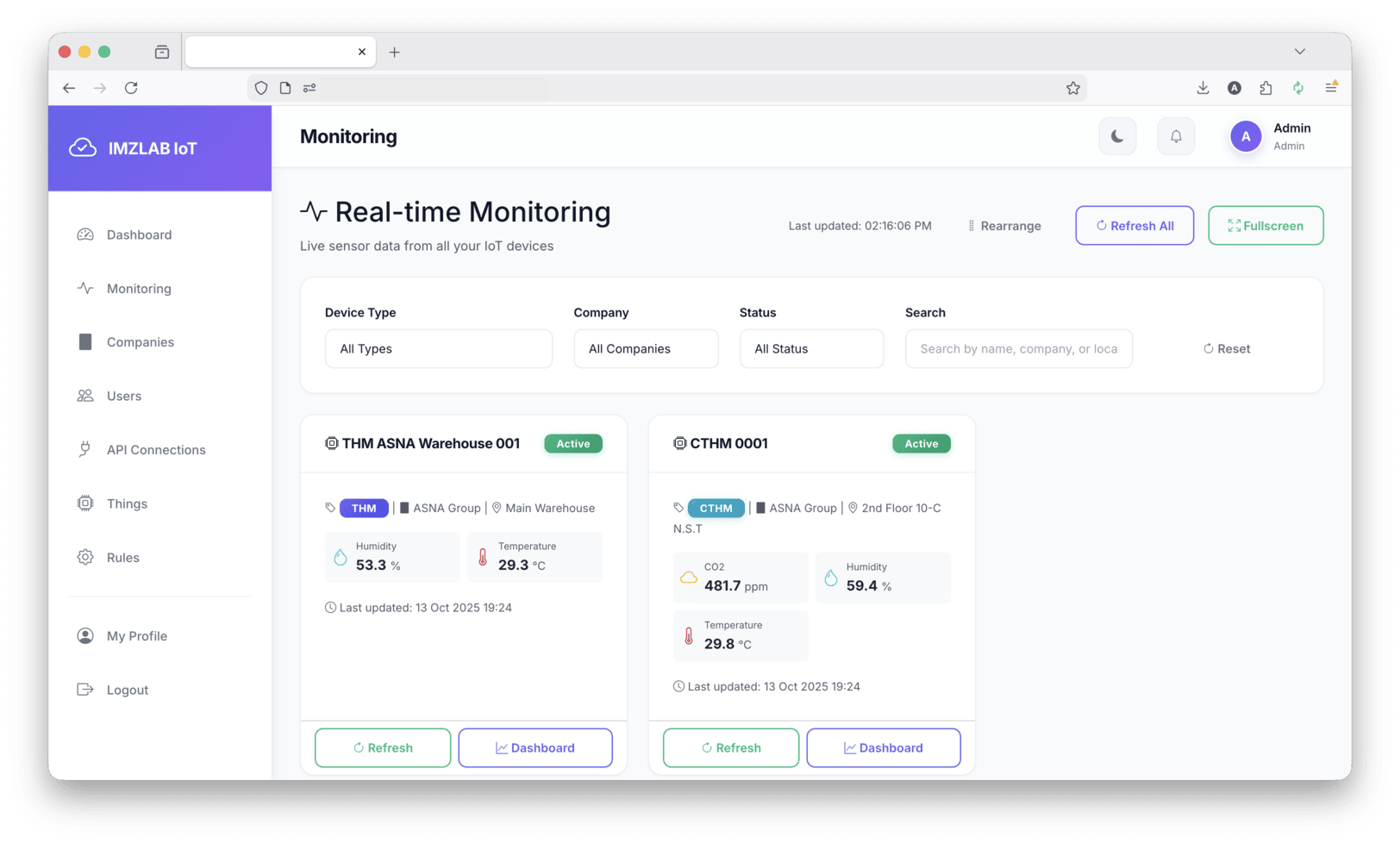 Imzlab IoT Dashboard